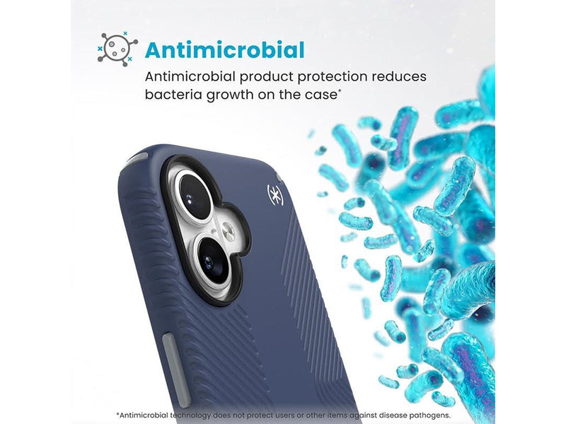 Speck Presidio2 Grip - iPhone 16 Case - Coastal Blue / Dust Gray / White