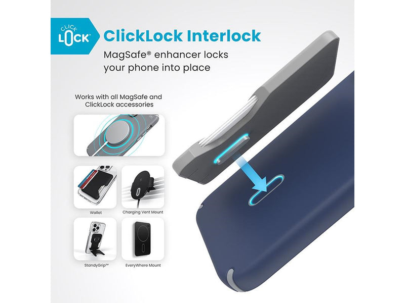 Speck Presidio2 Pro ClickLock & MagSafe - iPhone 16 Plus Case - Coastal Blue / Dust Gray / White