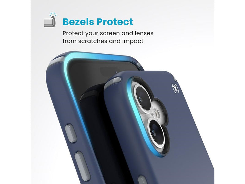 Speck Presidio2 Pro ClickLock & MagSafe - iPhone 16 Plus Case - Coastal Blue / Dust Gray / White