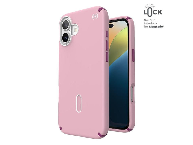 Speck Presidio2 Pro ClickLock & MagSafe - iPhone 16 Plus Case - Wednesday Pink / Boysenberry Purple / White