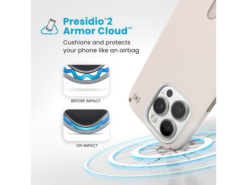 Speck Presidio2 Pro ClickLock & MagSafe - iPhone 16 Pro Case - Bleached Bone / Heirloom Gold / Hazel Brown