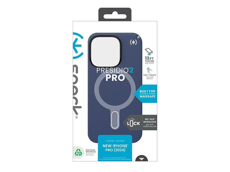 Speck Presidio2 Pro ClickLock & MagSafe - iPhone 16 Pro Case - Coastal Blue / Dust Gray / White