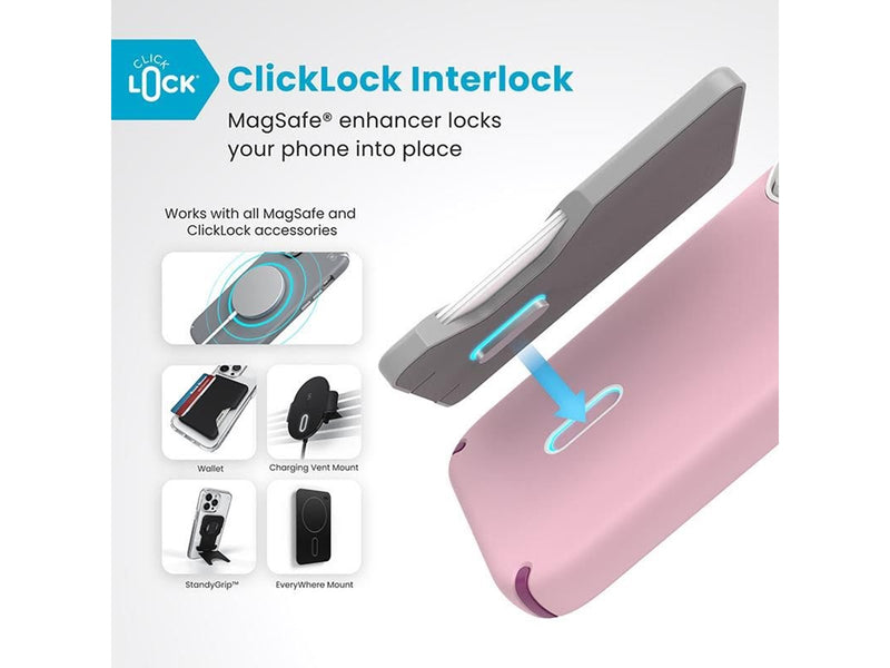 Speck Presidio2 Pro ClickLock & MagSafe - iPhone 16 Pro Case - Wednesday Pink / Boysenberry Purple / White