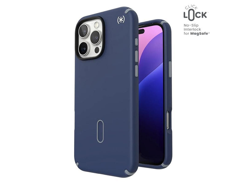 Speck Presidio2 Pro ClickLock & MagSafe - iPhone 16 Pro Max Case - Coastal Blue / Dust Gray / White