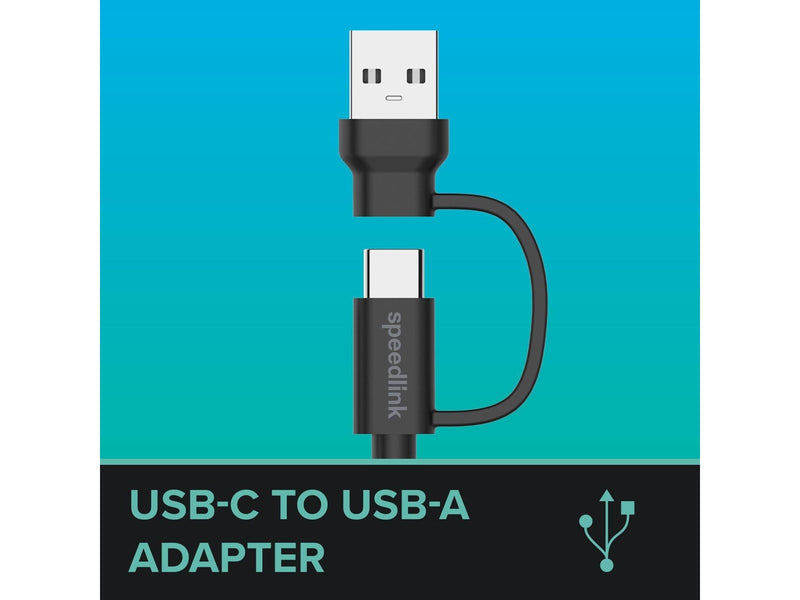 Speed-Link STREAM Play + Charge USB-C/A to USB-C Cable Set - Black - Wired Controller Ladekabel - Sony PlayStation 4