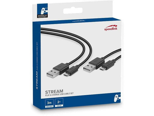 Speed-Link STREAM Play & Charge USB Cable Set 3m - Wired Controller Ladekabel - Sony PlayStation 4