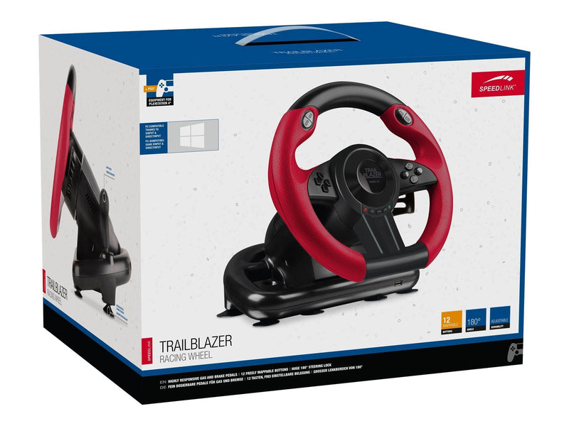 Speed-Link Trailblazer Gaming Steering Wheel - Black/Red - Wired Controller - Sony PlayStation 4