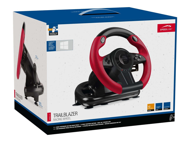 Speed-Link Trailblazer Gaming Steering Wheel - Black/Red - Wired Controller - Sony PlayStation 4