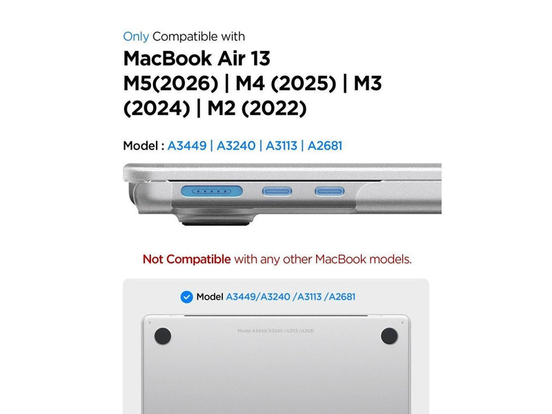 Spigen AirSkin Case for MacBook Air 13" 2023/2024/2025/2026 - Transparent