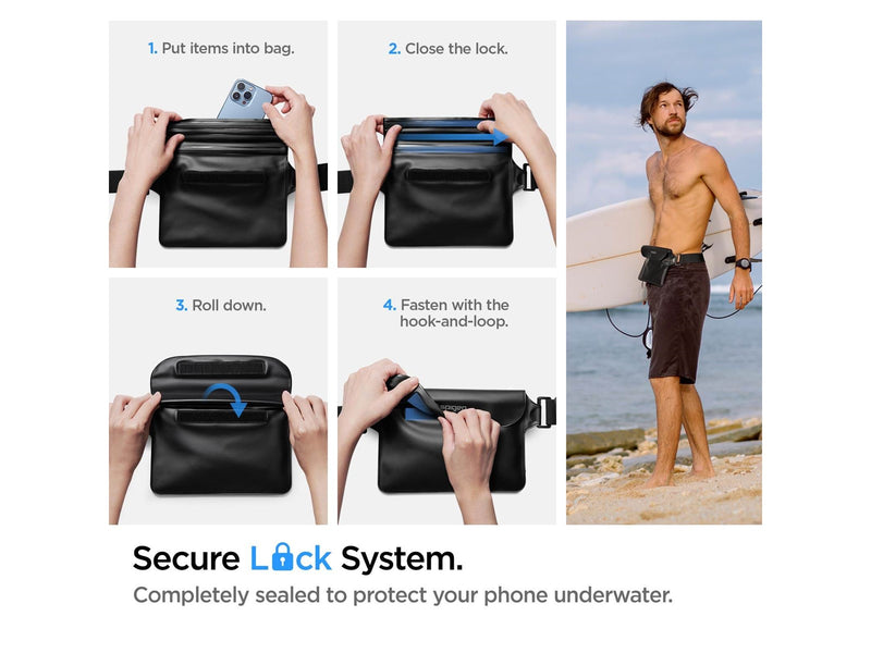 Spigen Aqua Shield WaterProof Floating Case + WaterProof Waist Bag A621 Set - black