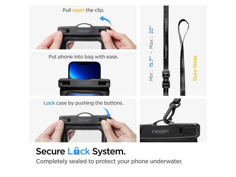 Spigen Aqua Shield WaterProof Floating Case + WaterProof Waist Bag A621 Set - black