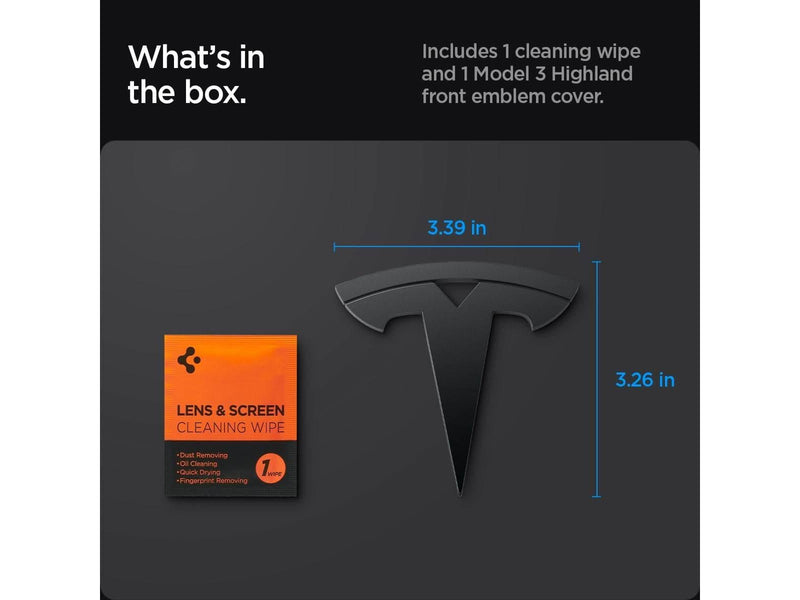Spigen Tesla Front Emblem Logo Full Cover - black - Tesla Model 3 2024
