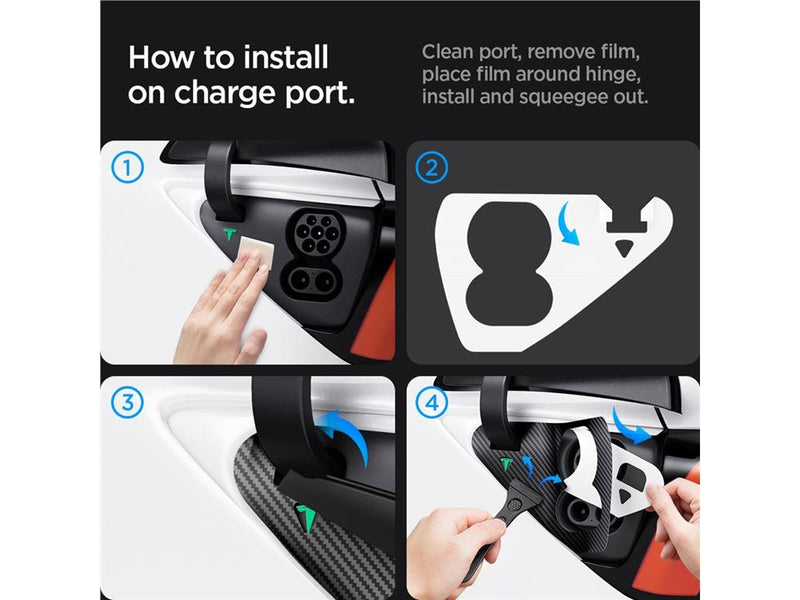 Spigen Tesla Protective Film and Wrap Set for Charge Port (EU) - carbon - Tesla Model Y/3