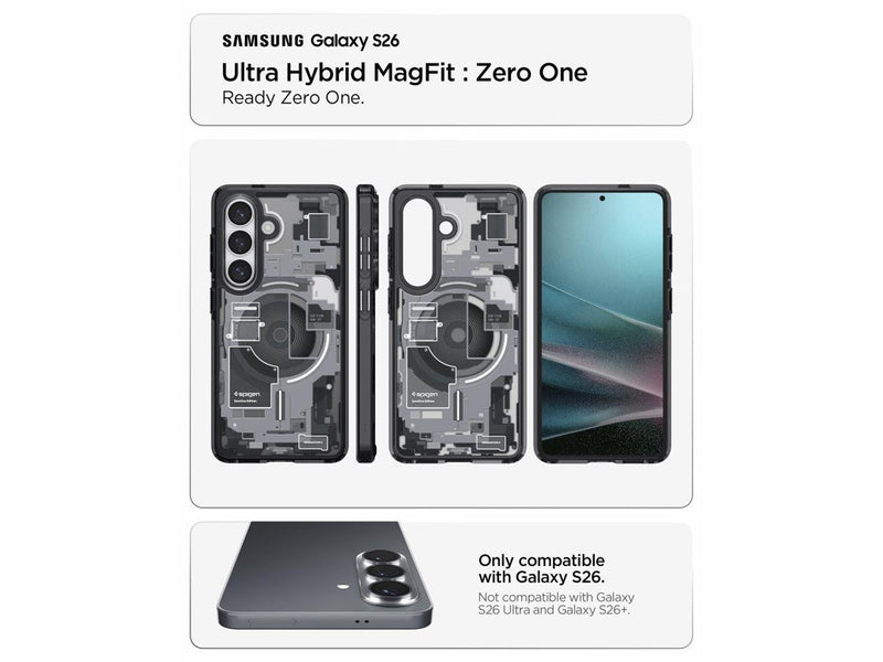 Spigen Ultra Hybrid Mag MagSafe Case for Samsung Galaxy S26 Zero One - Clear Black