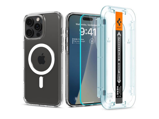 Spigen Ultra Hybrid MagSafe - white + Glass tR EZ Fit Pack - iPhone 16 Pro Max
