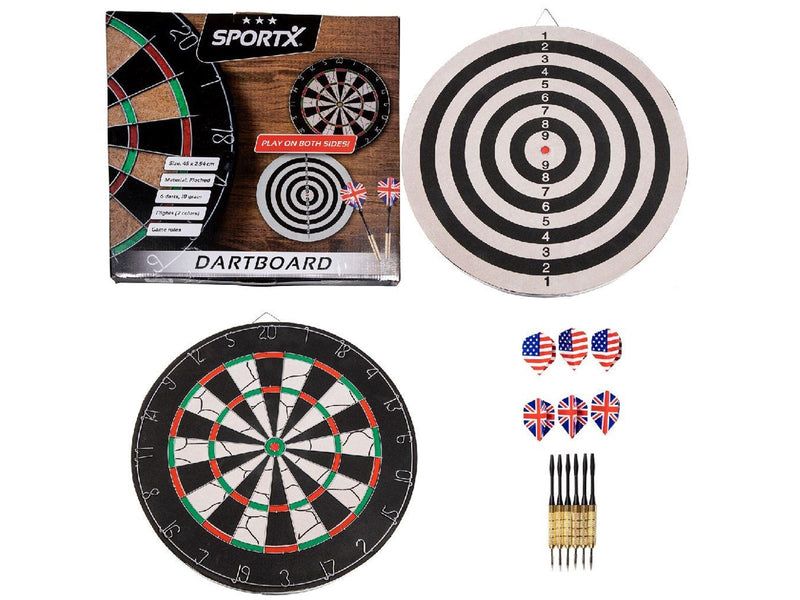 SportX Dartboard Flocked with 6 Darts