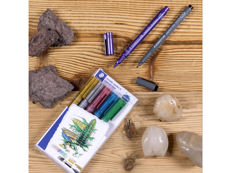 Staedtler Metallic pen 6 pcs & 1pigment liner