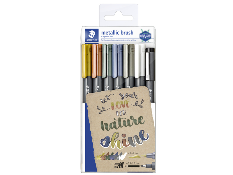 Staedtler Metallic&white brush 6pcs & 1 pigm.