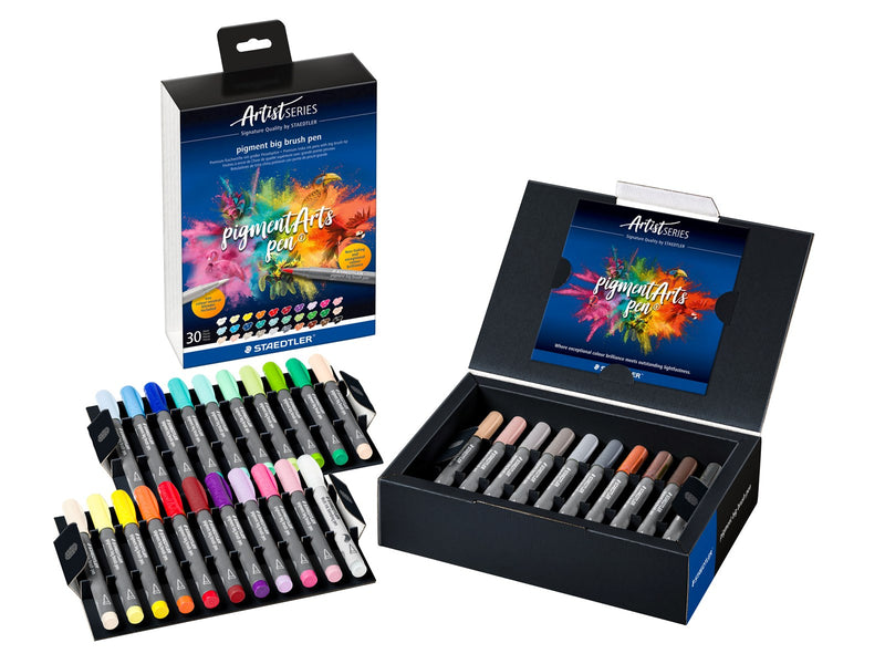 Staedtler Pigment big brush pen 30pcs + one blending pen