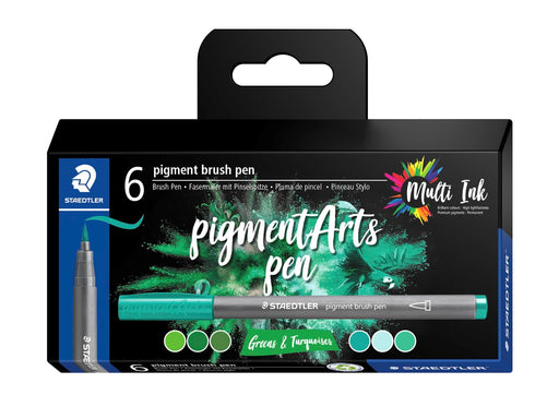 Staedtler Pigment brush 371 "Greens & Turquoises" 6 pcs. Cardboard box