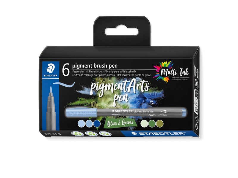 Staedtler pigment brush pen Blues&Greens 6pcs