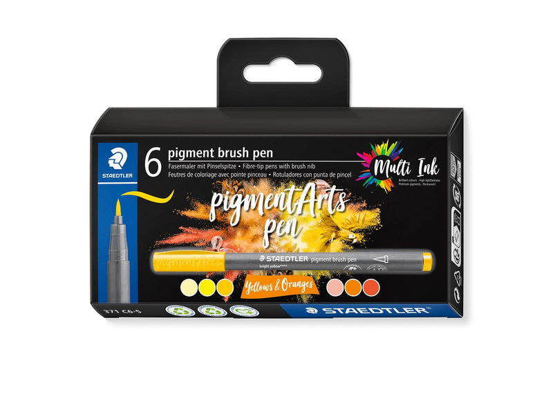 Staedtler pigment brush pen Yellows&Oran 6pcs