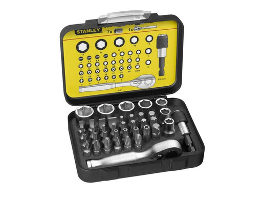 Stanley Set Of 39 1/4" Drive Bits (25mm) + 1 Magnetic Bit Holder With Lock Ring