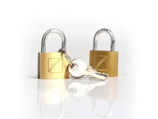 Staples 2 x Security Suitcase Padlock 20 mm - Solid Brass