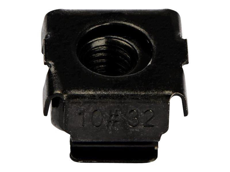 StarTech.com 10-32 Cage Nuts - 50 Pack - Rack Mount Clip Nuts - For Square Hole Server Rack - Black (CABCAGENUTS1032) - cage nuts