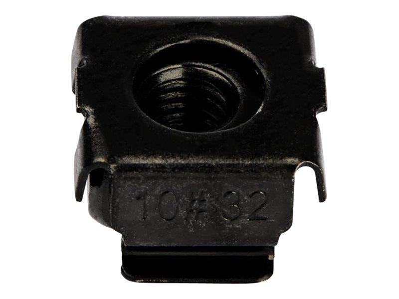 StarTech.com 10-32 Cage Nuts - 50 Pack - Rack Mount Clip Nuts - For Square Hole Server Rack - Black (CABCAGENUTS1032) - cage nuts