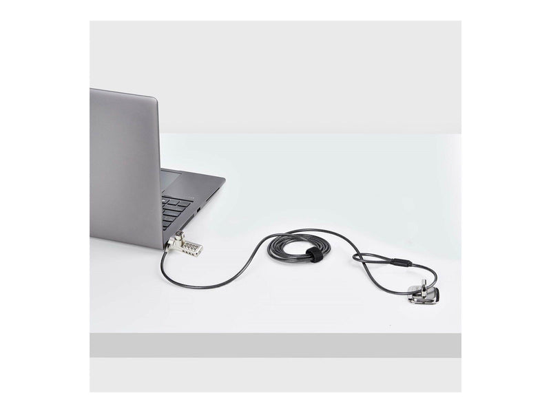 StarTech.com 10-Pack Dual-Access Laptop Lock 6.5ft (2m) Keyed Alike and Combination Security Cable Lock for K-Slot Devices Computer Anti-Theft Steel Cable - security cable lock