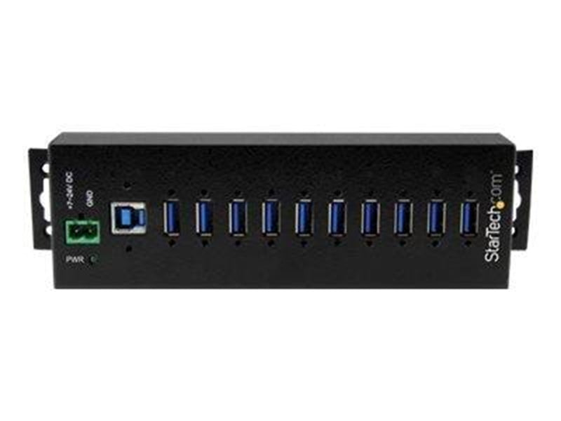 StarTech.com 10-Port Industrial USB 3.0 Hub with External Power Adapter - hub - 10 ports USB-Hubs - USB 3.2 - 10 - Schwarz