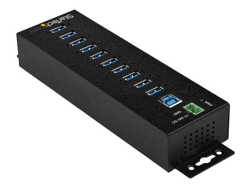 StarTech.com 10-Port Industrial USB 3.0 Hub with External Power Adapter - hub - 10 ports USB-Hubs - USB 3.2 - 10 - Schwarz