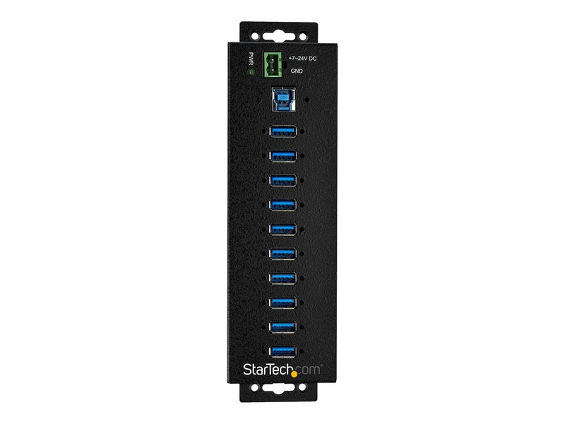 StarTech.com 10-Port Industrial USB 3.0 Hub with External Power Adapter - hub - 10 ports USB-Hubs - USB 3.2 - 10 - Schwarz