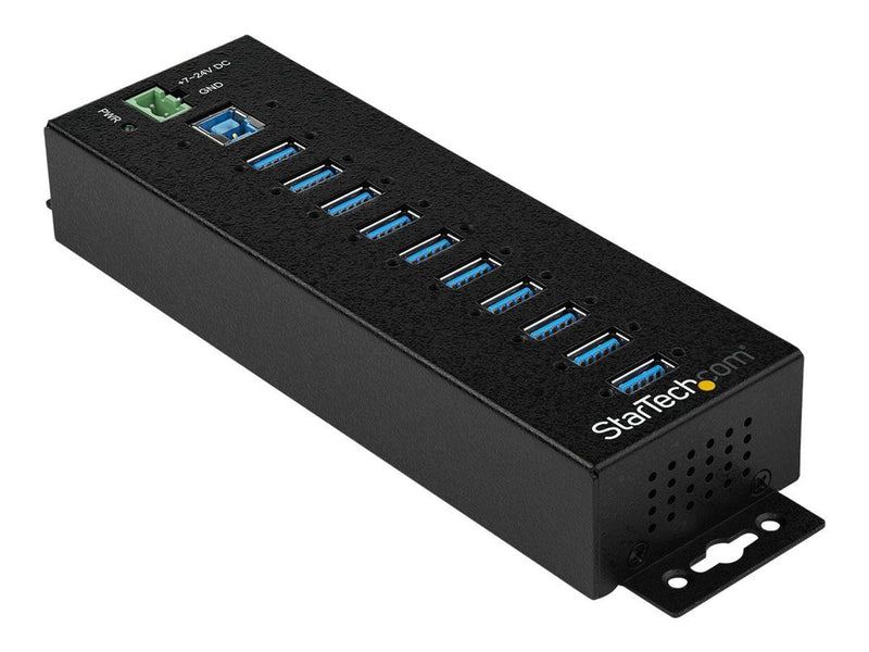StarTech.com 10-Port Industrial USB 3.0 Hub with External Power Adapter - hub - 10 ports USB-Hubs - USB 3.2 - 10 - Schwarz
