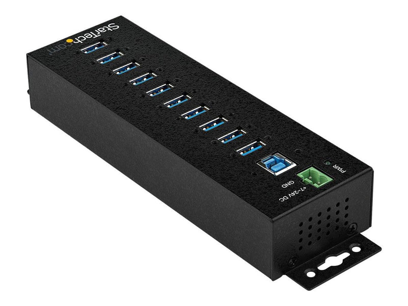 StarTech.com 10-Port Industrial USB 3.0 Hub with External Power Adapter - hub - 10 ports USB-Hubs - USB 3.2 - 10 - Schwarz