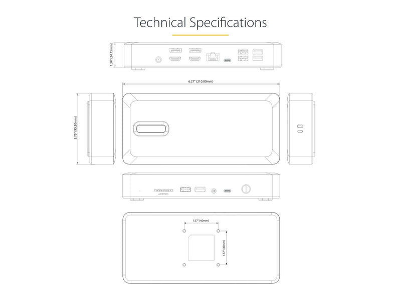 StarTech.com 132UE-TB4USB4DOCK Universal USB4 & Thunderbolt 4 Docking Station Quad Display on Windows Dual Display on MacBook HDMI DP Dock with 100W Laptop Charging