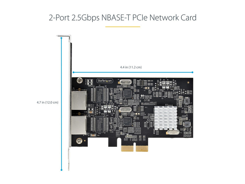 StarTech.com 2-Port 2.5Gbps NBASE-T PCIe Network Card Intel I225-V Dual-Port Computer Network Card Multi-Gigabit NIC PCI Express Server LAN Card Desktop Ethernet Interface