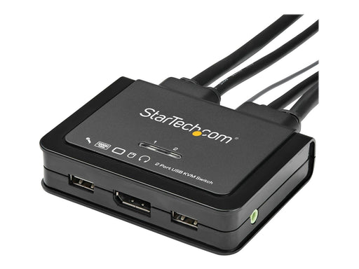 StarTech.com 2 Port USB 4K60Hz DisplayPort KVM Switch with Built-In Cables - KVM / audio switch - 2 ports