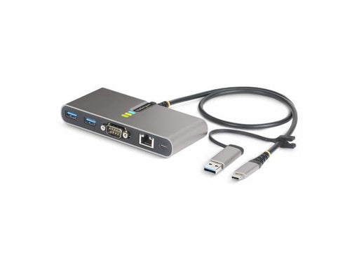 StarTech.com 2-Port USB-C/USB-A Hub with GbE and RS232 Serial 2x USB-A - hub - 2 ports USB-Hubs - 2 - Grau