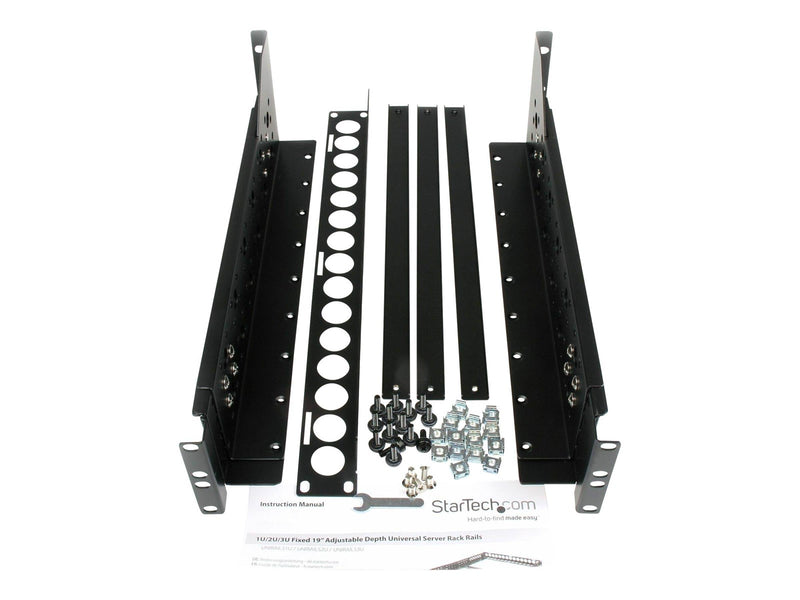 StarTech.com 3U Universal Server Rack Rails - TAA Compliant Fixed Mounting Rails - 19" Adjustable Depth Rack Mount Rails (UNIRAILS3U) rack rail - 3U