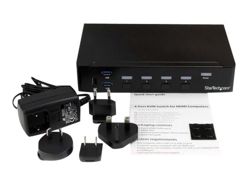 StarTech.com 4 Port HDMI KVM Switch With Built-in USB 3.0 Hub - 1080p