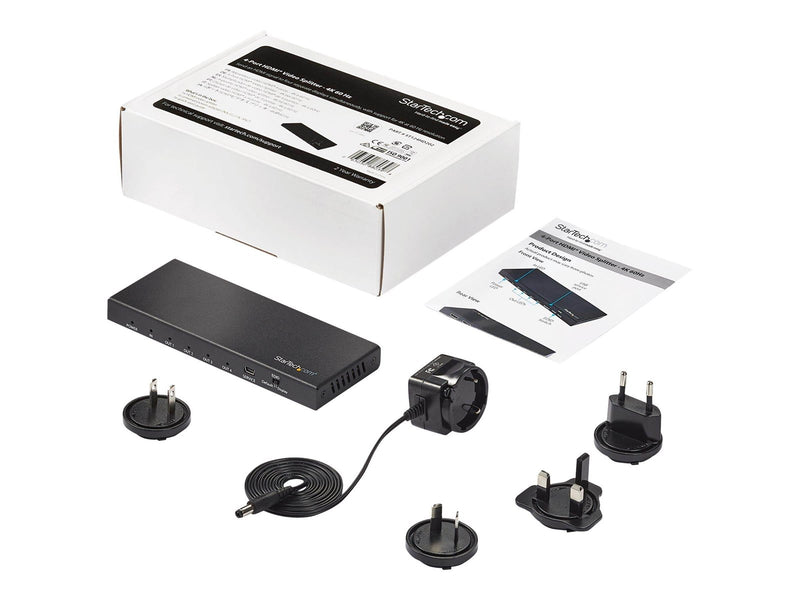 StarTech.com 4 Port HDMI Splitter - 4K 60Hz - 1x4 Way HDMI 2.0 Splitter - video/audio splitter - 4 ports
