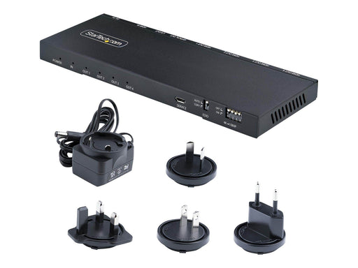 StarTech.com 4-Port HDMI Splitter 4K 60Hz HDMI 2.0 Video 1 In 4 Out HDMI Splitter 4K HDMI Splitter w/Built-in Scaler 3.5mm/Optical Audio Port Durable Metal Housing HDR/HDCP