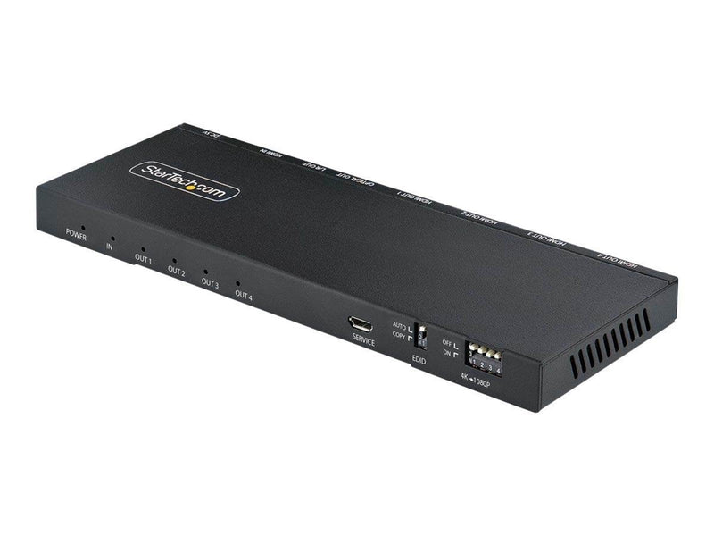 StarTech.com 4-Port HDMI Splitter 4K 60Hz HDMI 2.0 Video 1 In 4 Out HDMI Splitter 4K HDMI Splitter w/Built-in Scaler 3.5mm/Optical Audio Port Durable Metal Housing HDR/HDCP