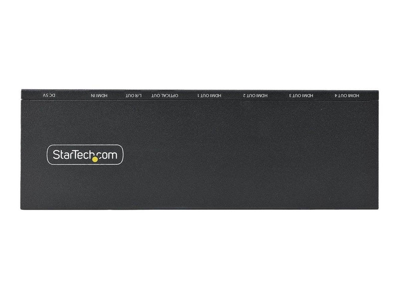 StarTech.com 4-Port HDMI Splitter 4K 60Hz HDMI 2.0 Video 1 In 4 Out HDMI Splitter 4K HDMI Splitter w/Built-in Scaler 3.5mm/Optical Audio Port Durable Metal Housing HDR/HDCP