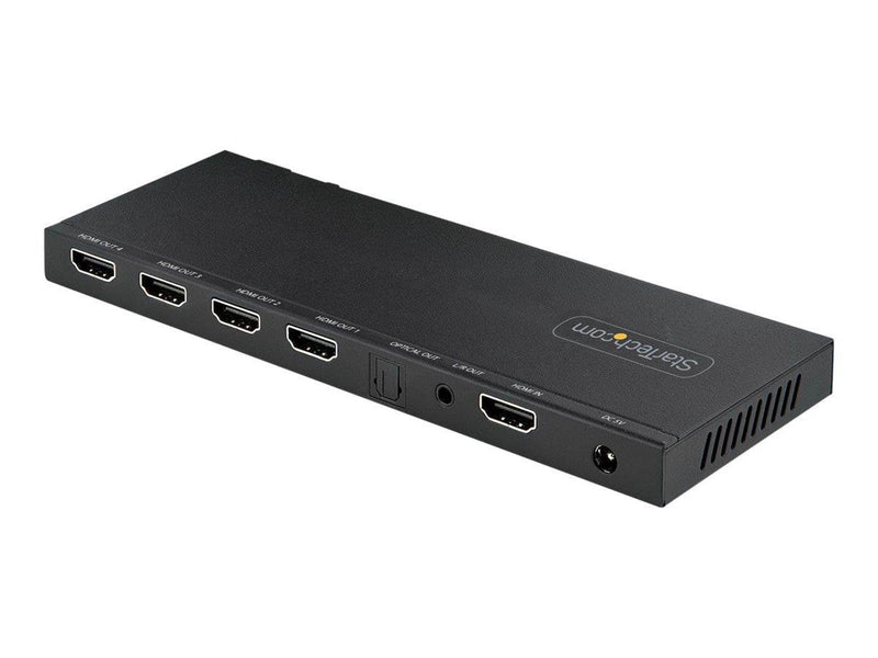 StarTech.com 4-Port HDMI Splitter 4K 60Hz HDMI 2.0 Video 1 In 4 Out HDMI Splitter 4K HDMI Splitter w/Built-in Scaler 3.5mm/Optical Audio Port Durable Metal Housing HDR/HDCP