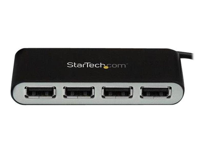 StarTech.com 4-Port Portable USB 2.0 Hub with Built-in Cable - hub - 4 ports USB-Hubs - 4 - silber
