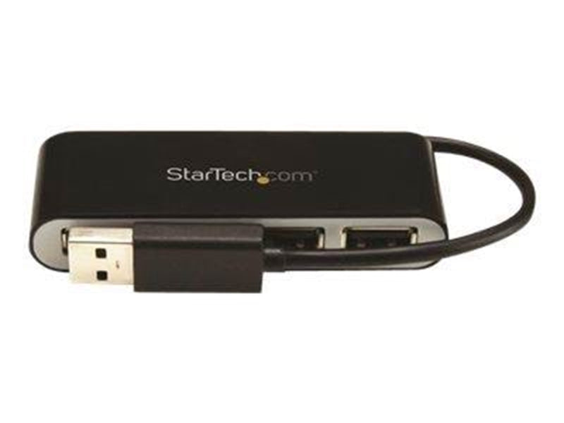 StarTech.com 4-Port Portable USB 2.0 Hub with Built-in Cable - hub - 4 ports USB-Hubs - 4 - silber