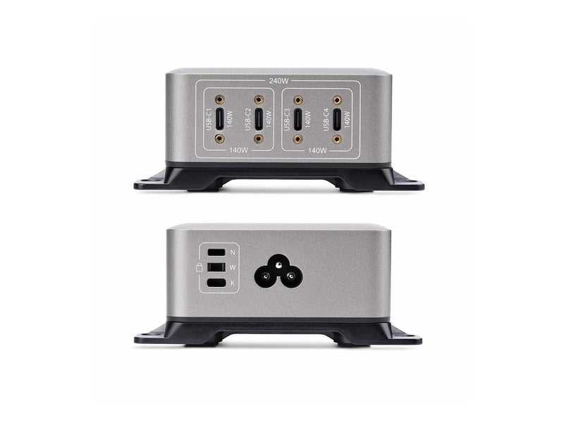 StarTech.com 4-Port USB-C Charger 240W Total Single Port 140W EPR power adapter - with surface mount bracket - 24 pin USB-C - 240 Watt